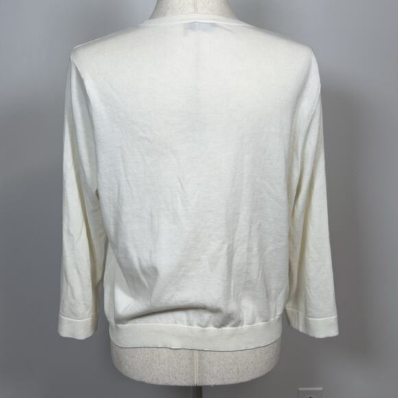Magaschoni Cotton Cardigan Sweater - Small Buttons | XL | Cream | Preppy - Picture 4 of 8